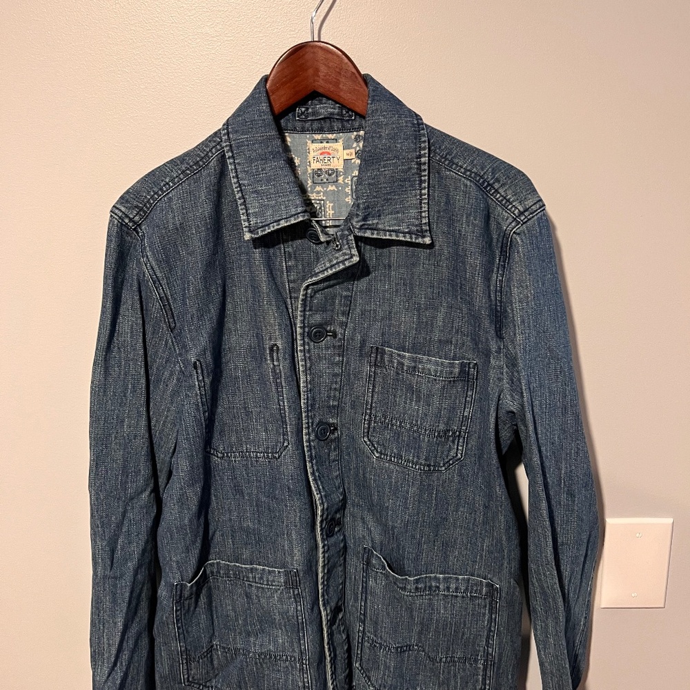 Faherty Blue Denim Shirt Jacket